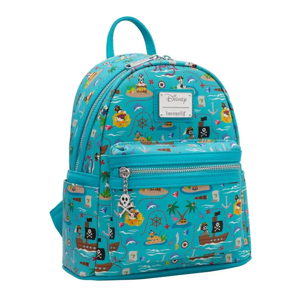 Loungefly Teal Pirate Cruise Disney Mini Backpack with Skull Charm